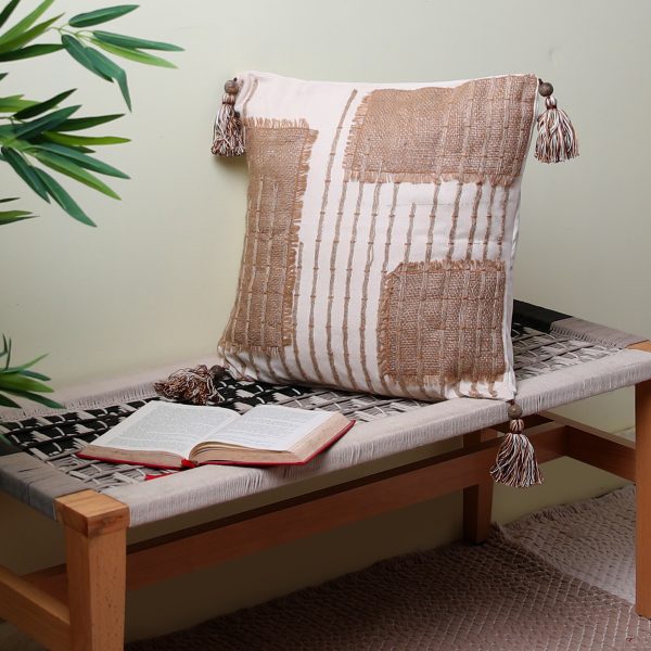 Jute Patch Cushion Cover 18x18