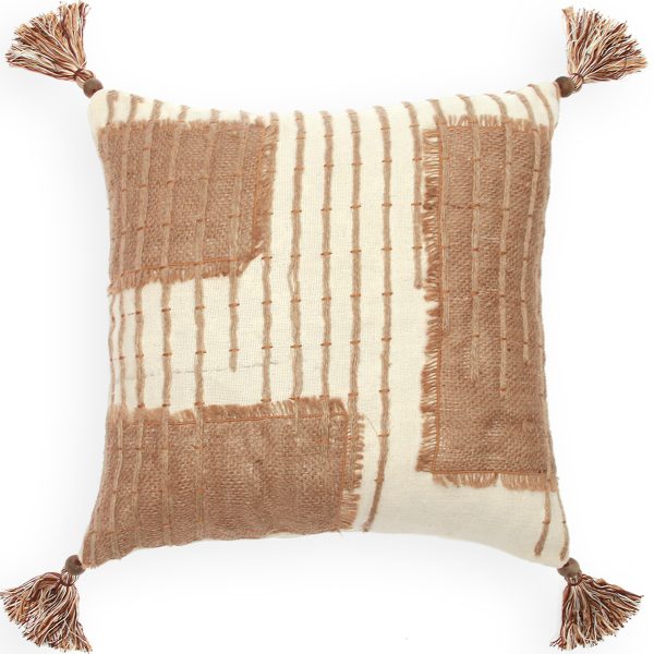 Jute Patch Cushion Cover 18x18